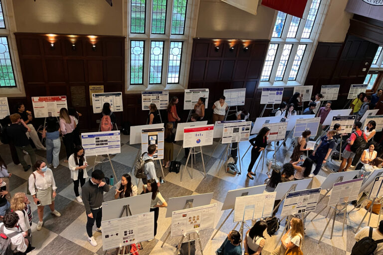 The Fall Research Expo hosted by the Center for Undergraduate Research and Fellowships included 361 posters that filled Houston Hall’s first floor and historic Hall of Flags.